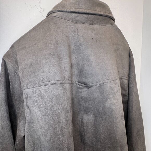 Frye Men’s Faux-Suede Shirt Jacket (Shacket) – Size XL – Unique Grey/Green/Brown - Picture 7 of 8